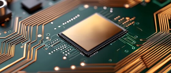 Poster - Closeup of a Focused Engineer Meticulously Working on a Complex and Intricate Circuit Board Assembly Highlighting the Metallic and Green Tones of the Intricate Electronic Components and Design