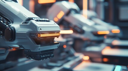 Poster - Futuristic Industrial Robots in Modern Technology Setting