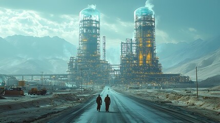 Poster - innovative middle eastern oil field with holographic data monitoring for advanced corporate solution