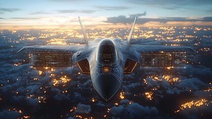 Poster - cutting edge photography of a state of the art fighter jet soaring through the sky showcasing its ad