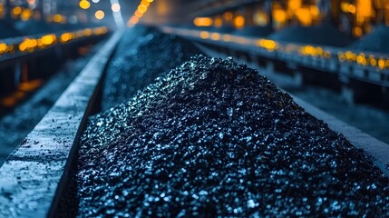 Poster - Aerial view of a vast coal yard with towering piles of the fossil fuel ready for energy production highlighting the storage and resources required for power and industrial processes