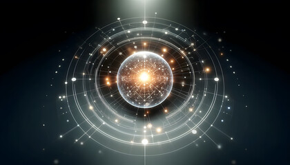 Poster - Digital interface with glowing sphere