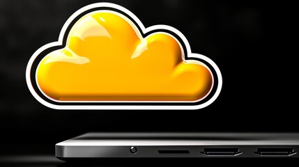 A Gold Cloud Icon Floating Above a Laptop