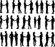 © Budypiasa - Set of people shaking hand full body silhouette illustration