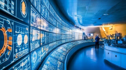 Poster - High-Tech Control Room with Advanced Data Displays