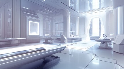 Poster - Futuristic Laboratory Interior with Bright Lighting