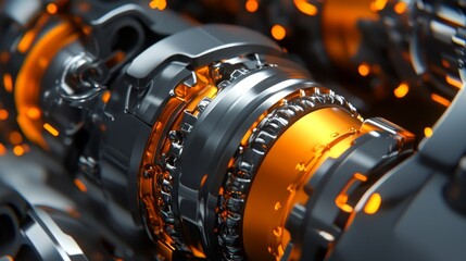 Poster - Abstract Close-Up of Metallic Gears and Mechanisms