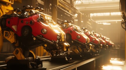 Poster - Futuristic Robots in a High-Tech Production Facility