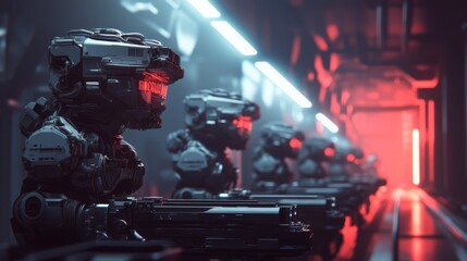 Poster - Futuristic Robots in High-Tech Environment