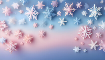 Poster - Delicate snowflakes in soft pastel shades creating a winter wonderland atmosphere
