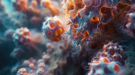 Wall Mural - abstract cellular structure: a microscopic journey