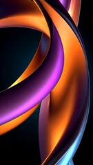Poster - Abstract intertwined colorful ribbons on black background. Modern art and design concept