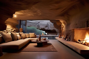 cave dwelling walls mimic natural rock formations with built in