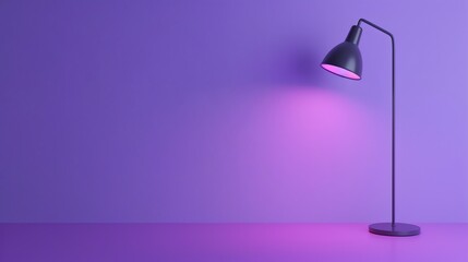 Poster - A purple floor lamp with an orange light bulb in a purple room.