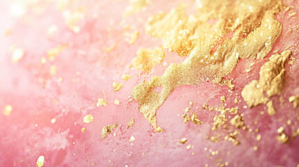 Poster - Golden shimmer on a soft pink background creating a luxurious artistic texture