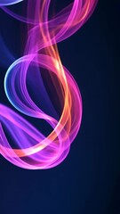 Aufkleber - Abstract neon light trails on dark background, modern art concept