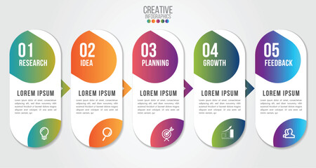 Wall Mural - business infographic design template with icons and 5 numbers options or steps. can be used for proc