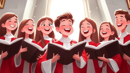 Joyful Choir Singing in Church Happy Music Performance