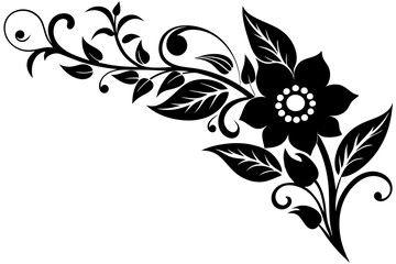 Floral ornament vector with white background