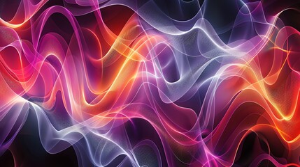 Canvas Print - abstract image of pink, blue and orange glowing waves.