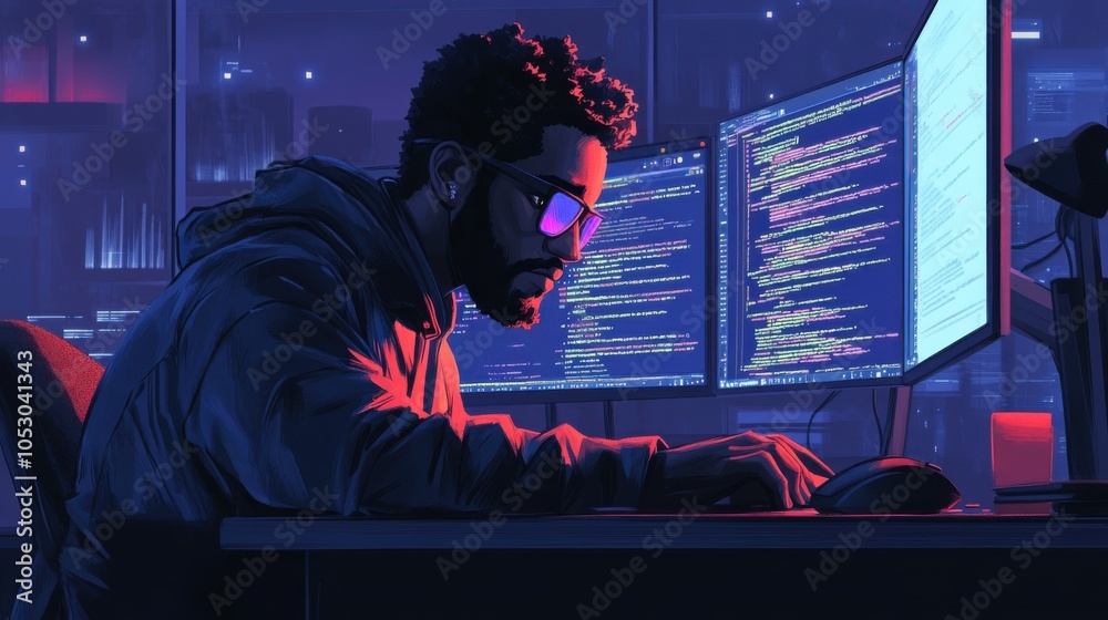 A developer running tests on their code, with multiple windows ...