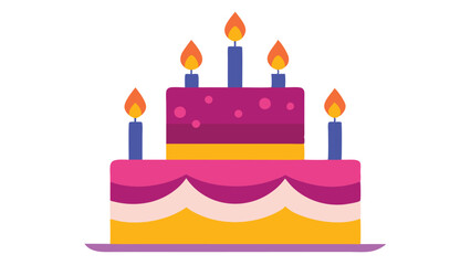 Wall Mural - Birthday cake on transparent background. Vector illustration.