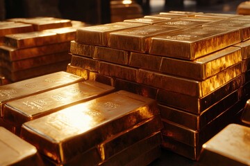 Stacks of gold bars