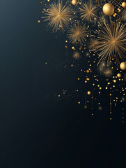 Wall Mural - 2025 new year abstract golden fireworks and golden gradient numbers on dark blue background