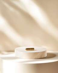 Poster - Minimalist Organic Aesthetic Textured Ceramic and Golden Capsule Display for Earth Day or Christmas