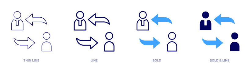 Exchange person icon in 4 different styles. Thin Line, Line, Bold, and Bold Line. Duotone style. Editable stroke