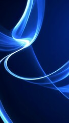 Poster - blue light abstract with glowing ribbons on dark background, futuristic energy concept