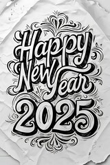 Happy New Year 2025: A Festive Typography Design