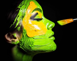 Aufkleber - Vibrant Face Paint Artistic Makeup in Professional Studio