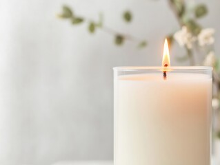 Aufkleber - Artistic Macro View of Candle Flame Against Blurred Home Decor Background