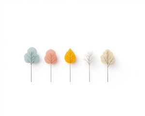 Aufkleber - Minimalist Autumn Leaves on White Background
