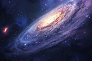 Wall Mural - Majestic Purple Galaxy Swirls with Bright Stars and Nebulae
