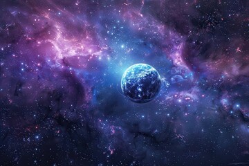 Wall Mural - Earth from Space in a Colorful Nebula