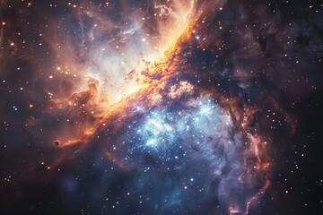 Wall Mural - Glowing Nebula and Stars in the Cosmos