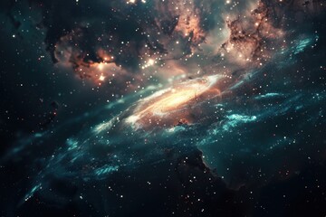 Wall Mural - Glimmering Spiral Galaxy in the Depths of Space