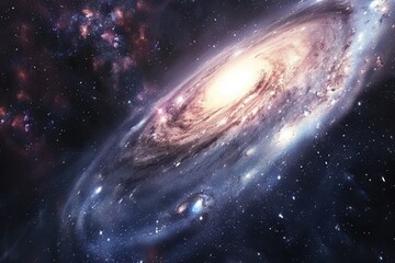 Wall Mural - Spiral galaxy in deep space with stars and dust, billions of light years away.