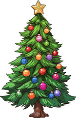 Wall Mural - Decorated Christmas tree