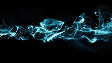 A long blue smoke trail with a black background