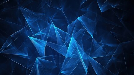 Wall Mural - Abstract dark blue background featuring soft, glowing blue gradient lines in the form of overlapping triangles, creating depth and movement