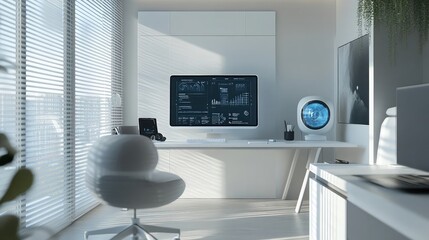 Poster - Futuristic AI-powered personal assistant in a digital home office