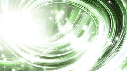 Wall Mural - Dynamic green and white abstract background with subtle overlapping layers and luminous circular effects enhancing the bright spaces with a futuristic vibe