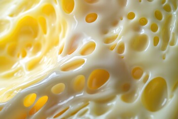 Poster - Close-up of Swiss Cheese with Large Holes and Creamy Texture