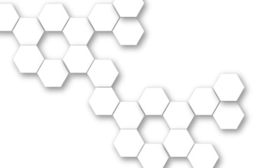 Poster - Vector technology background with hexagon concept design. Embossed Hexagon , honeycomb white shadow. Luxury White 3D futuristic honeycomb mosaic white background.