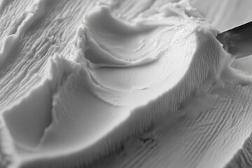 Poster - Close-up of White Creamy Substance with a Knife