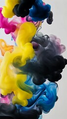 Poster - Colorful ink swirling in water, abstract art