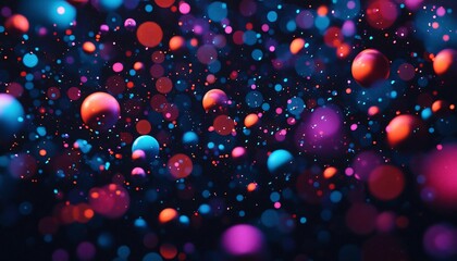 Poster - Vibrant abstract background featuring colorful floating spheres in a dark atmosphere, perfect for creative projects.
